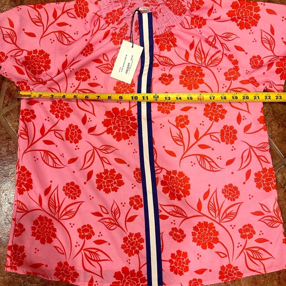 THML Floral Pink and Red Blouse NWT stripe trendy - Picture 6 of 7